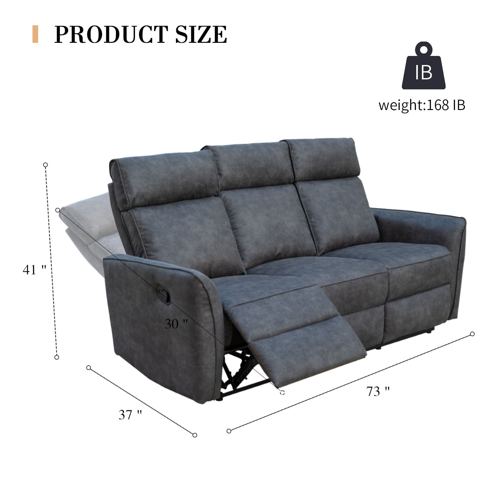 Leathaire Grey Manual Recliner Sofa / Armchair Set