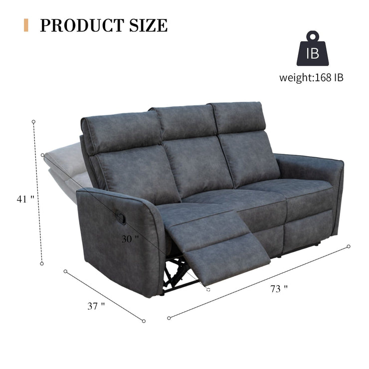 Leathaire Grey Manual Recliner Sofa / Armchair Set