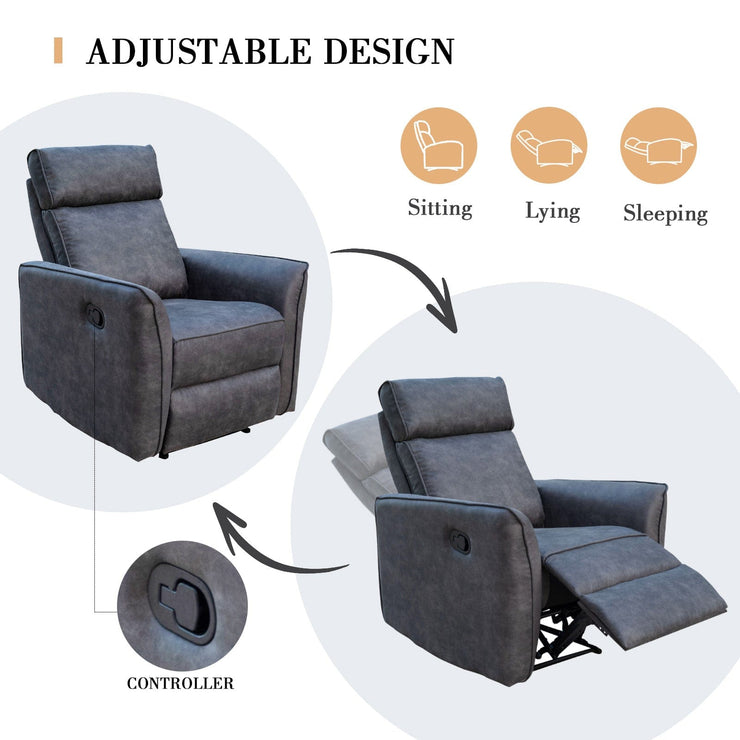 Leathaire Grey Manual Recliner Sofa / Armchair Set