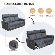 Leathaire Grey Manual Recliner Sofa / Armchair Set