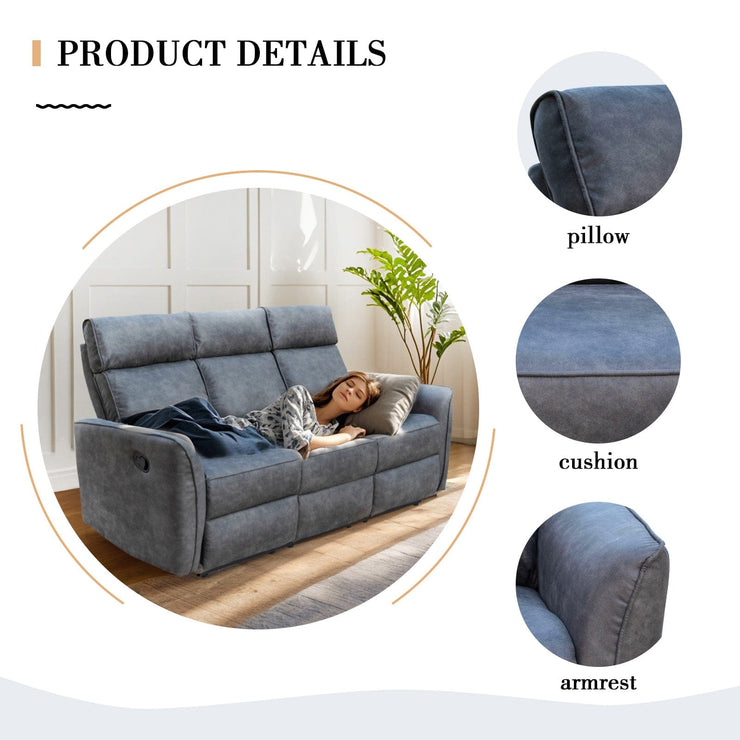 Leathaire Grey Manual Recliner Sofa / Armchair Set
