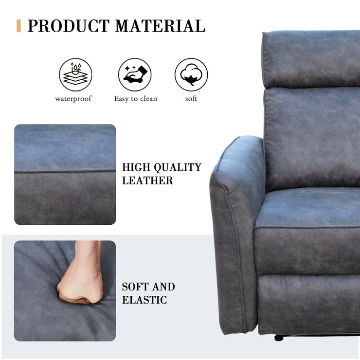 Leathaire Grey Manual Recliner Sofa / Armchair Set