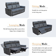 Leathaire Grey Manual Recliner Sofa / Armchair Set