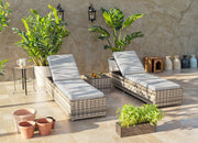 Vancouver Rattan Sun Lounger Set In Grey