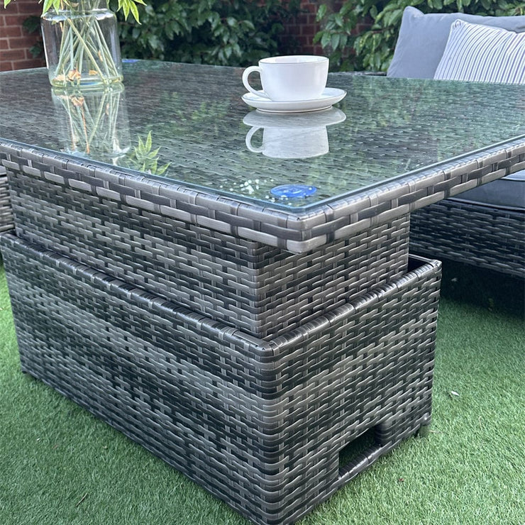 Outdoor Garden 6 Seater Rattan Seater Sofa Set With Lift Up Dining Table