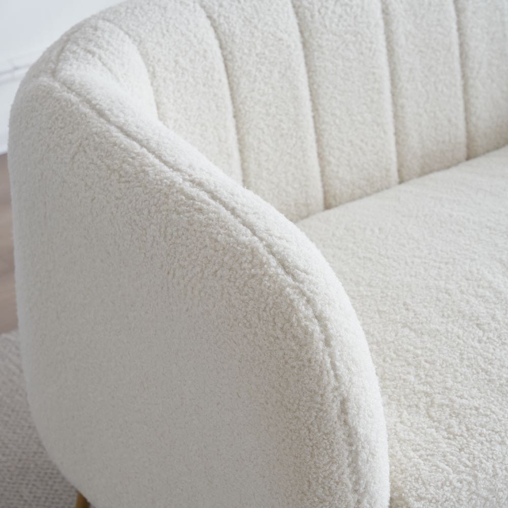 Russell Boucle Two Seater Sofa In White Teddy Fabric