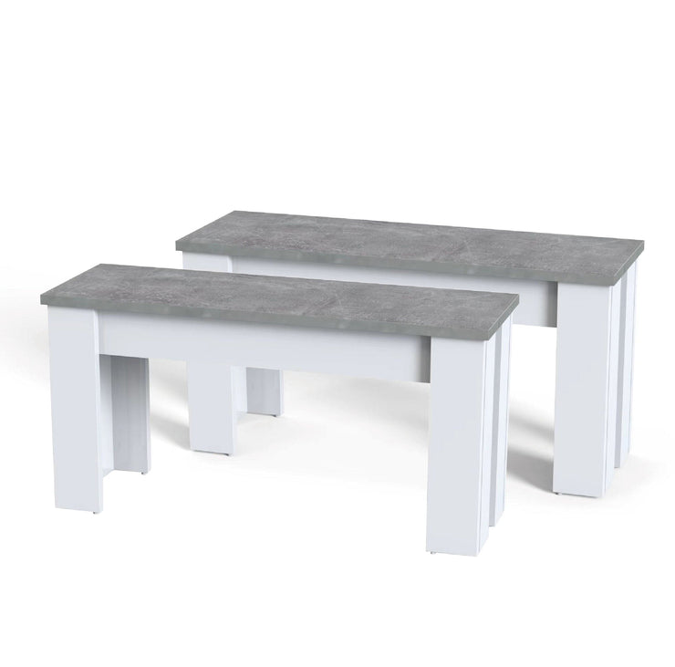 Set Of 2 Orsa Rectangle Concrete Effect Grey Dining Bench