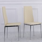 Set Of 4 Orsa Faux Leather Dining Chairs With Chrome Legs In Cream