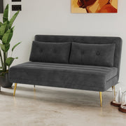 Jola Velvet Foldable 2 Seater Sofa Bed with Pillows