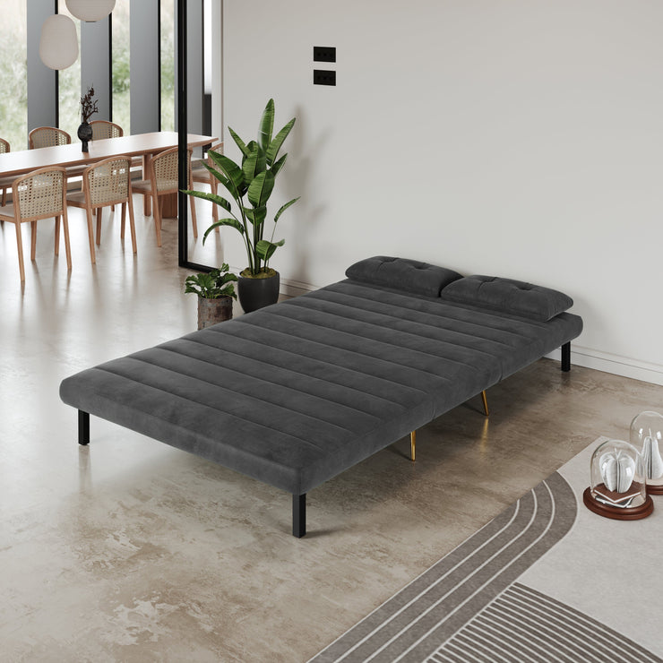 Jola Velvet Foldable 2 Seater Sofa Bed with Pillows