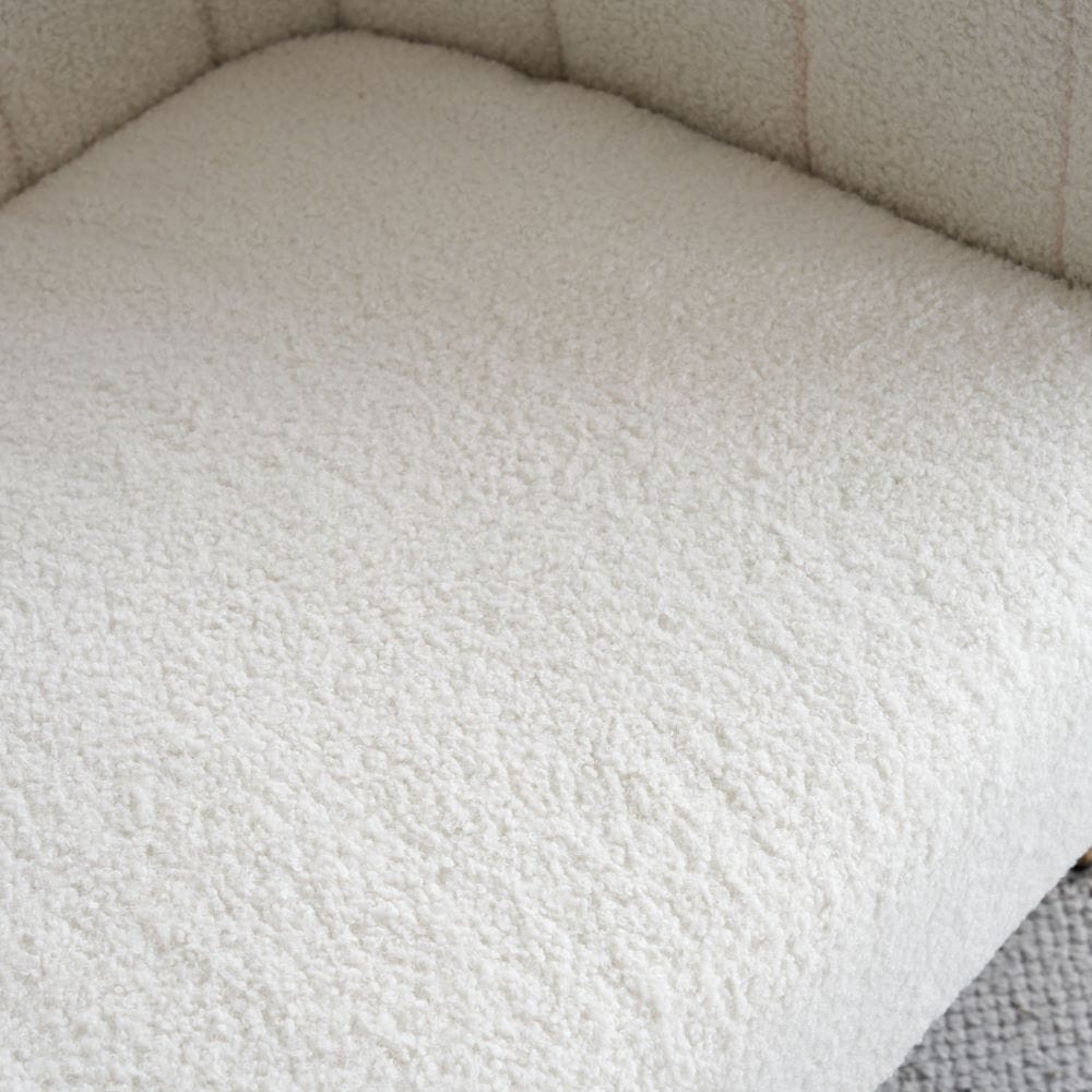 Russell Boucle Two Seater Sofa In White Teddy Fabric