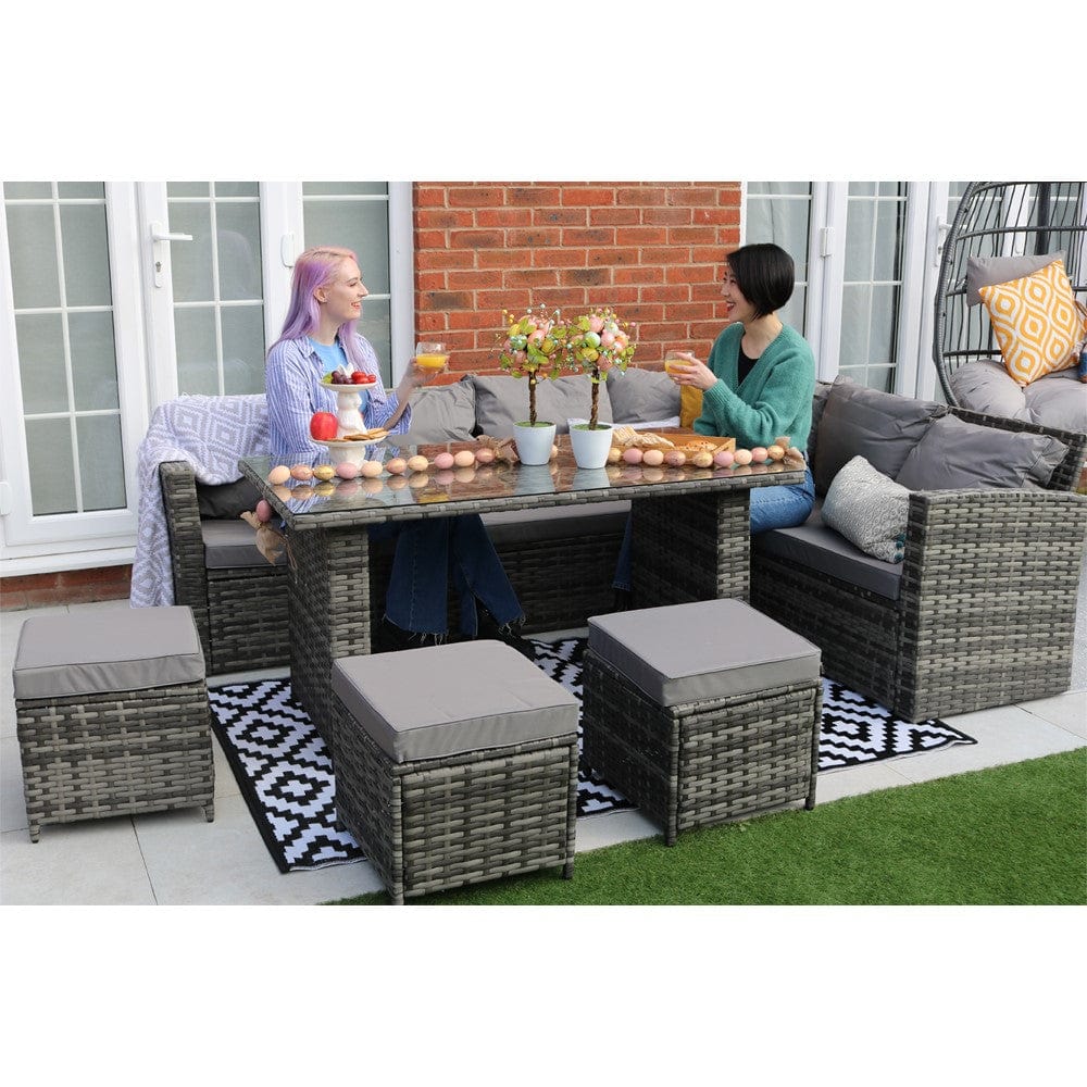 Rosen Seater Rattan Garden Dining Set In Grey