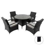 Aura 4 Seater Round Dining Table Set Rattan Garden Set