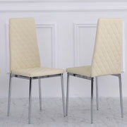 Set Of 4 Orsa Faux Leather Dining Chairs With Chrome Legs In Cream