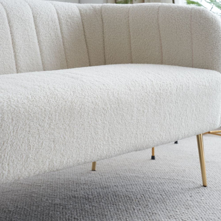 Russell Boucle Two Seater Sofa In White Teddy Fabric