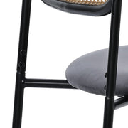Set Of 2 Boho Velvet Dining Chair With Rattan Backrest