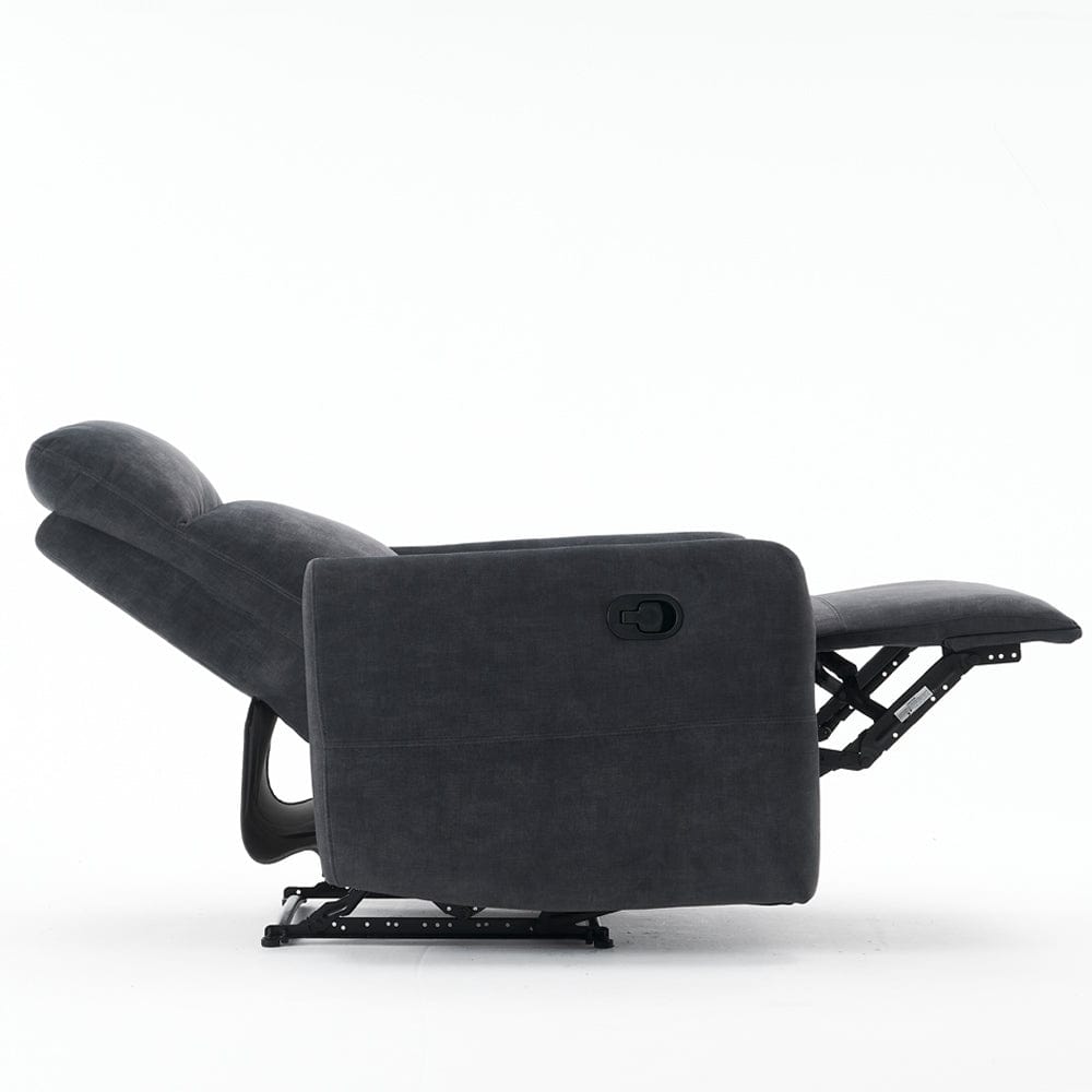 Elvie Grey Velvet Manual Recliner Sofa / Armchair