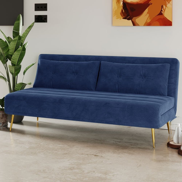 Jola Large Velvet Foldable 2 Seater Sofa Bed with Pillows