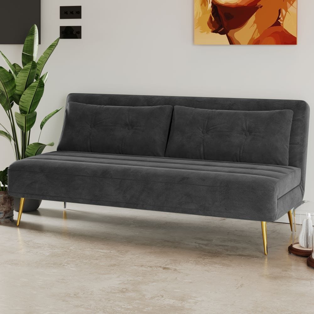 Jola x Large Velvet Foldable 2.5 Seater Sofa Bed with Pillows