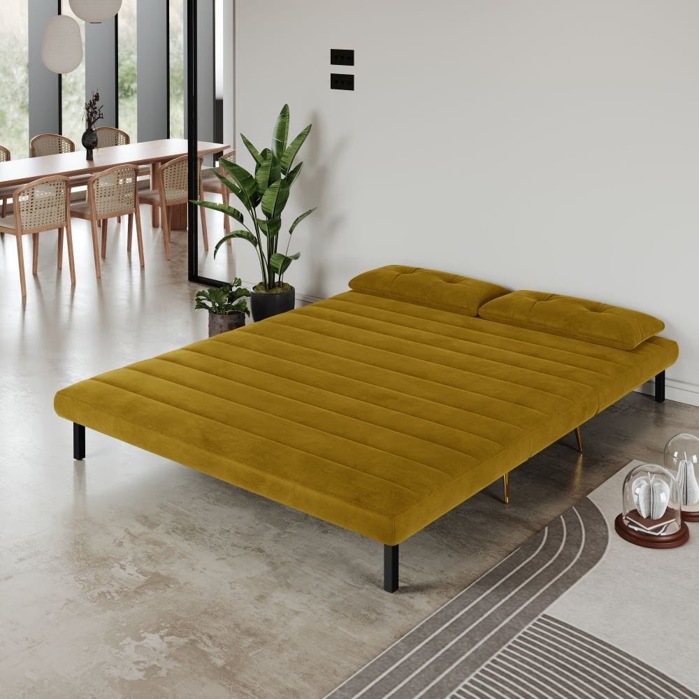 Jola x Large Velvet Foldable 2.5 Seater Sofa Bed with Pillows