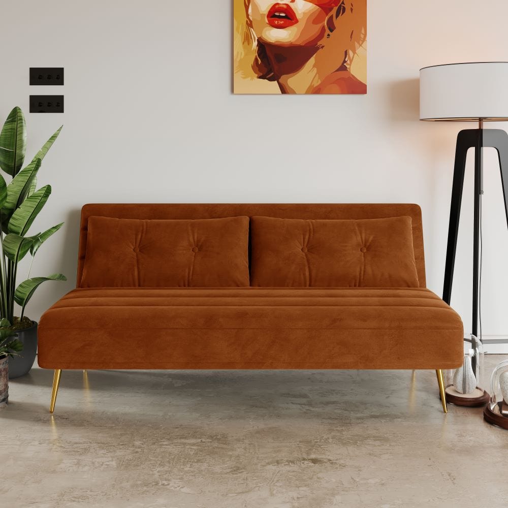 Jola x Large Velvet Foldable Seater Sofa Bed with Pillows
