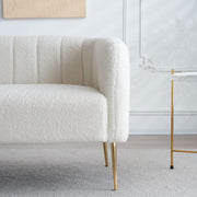 Russell Boucle Two Seater Sofa In White Teddy Fabric