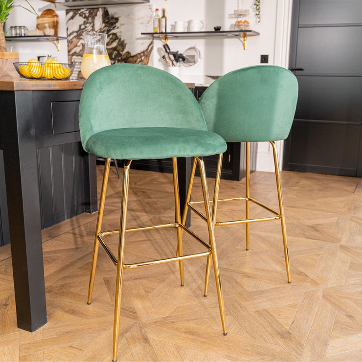 Aurora Velvet Bar Stool - Set Of 2