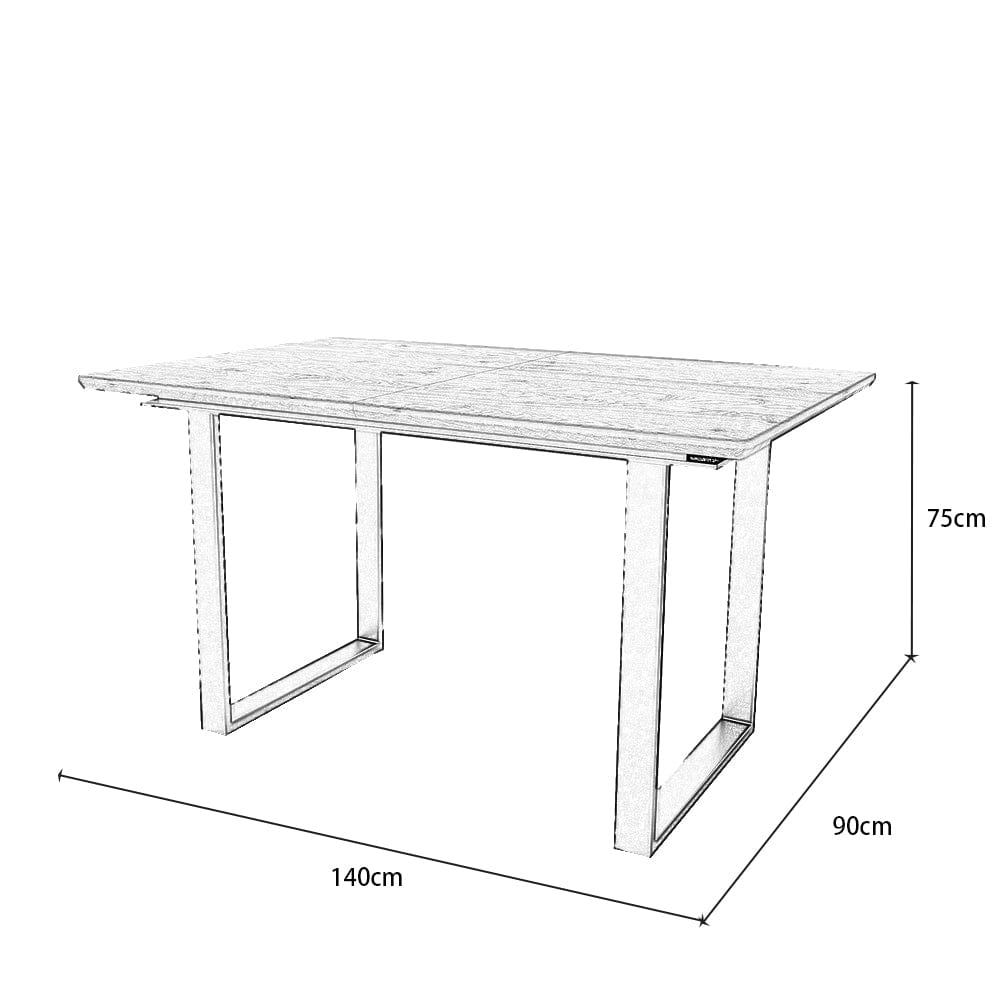 Belluno Industrial Wooden 4-6 Seater Rectangle Extending Dining Table