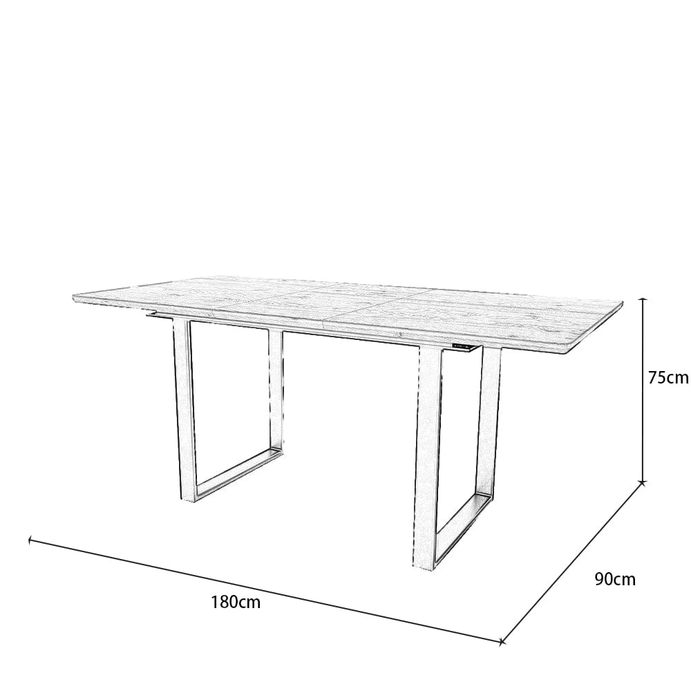 Belluno Industrial Wooden 4-6 Seater Rectangle Extending Dining Table