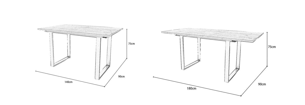 Belluno Industrial Wooden 4-6 Seater Rectangle Extending Dining Table