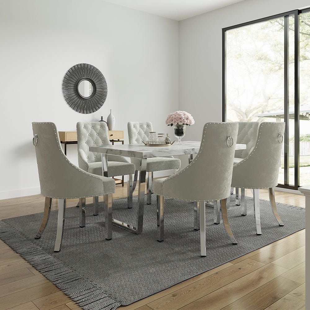Velvet Chairs White Grey Dining Set Giovani Grey Table Belgravia