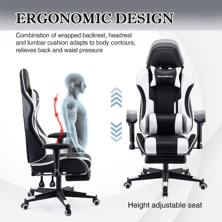 Massage Lumbar Cushion Racing Gaming Chair Reclining Backrest