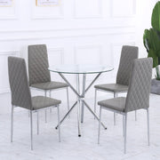 Orsa Round Dining Table Set With 4 Dining Chairs In Grey