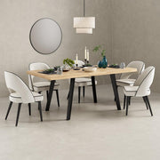 Belluno 4-6 Seater Oak 190CM Extending Dining Table With 4/6 Boucle Dining Chairs