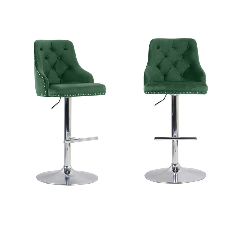 Set Of 2 Avers Velvet Height Adjustable Bar Stools Bar Chairs