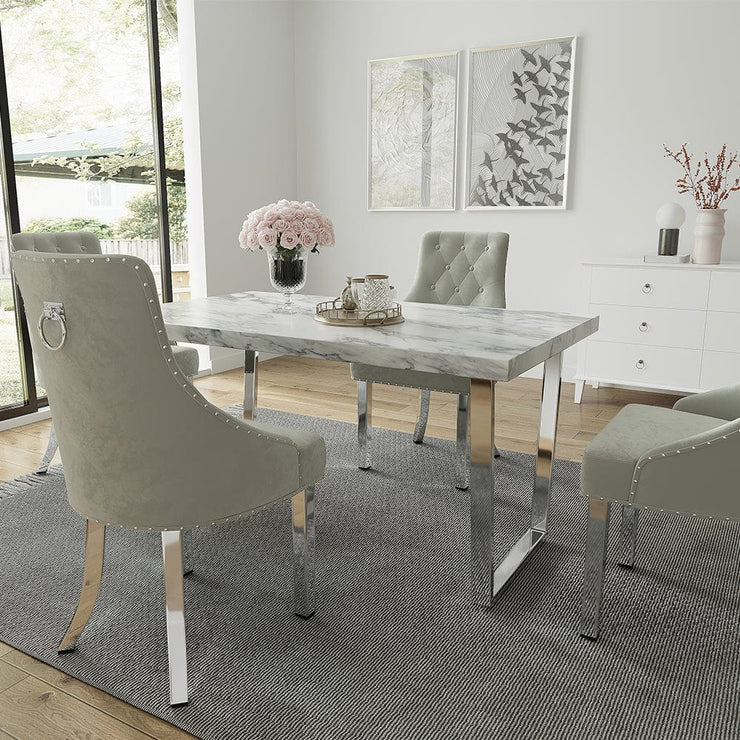 Gray trestle dining deals table