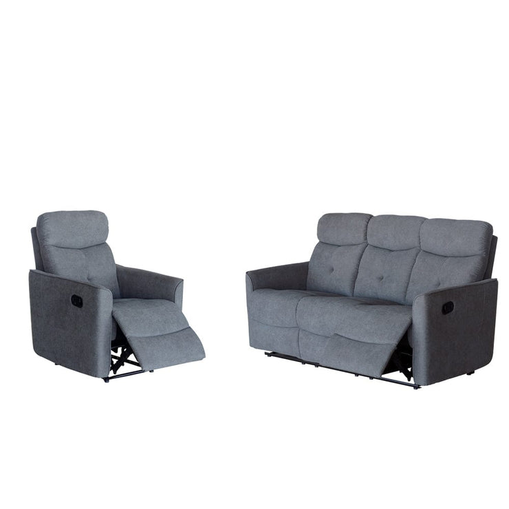 Pablo Grey Plush Manual Recliner Sofa / Armchair