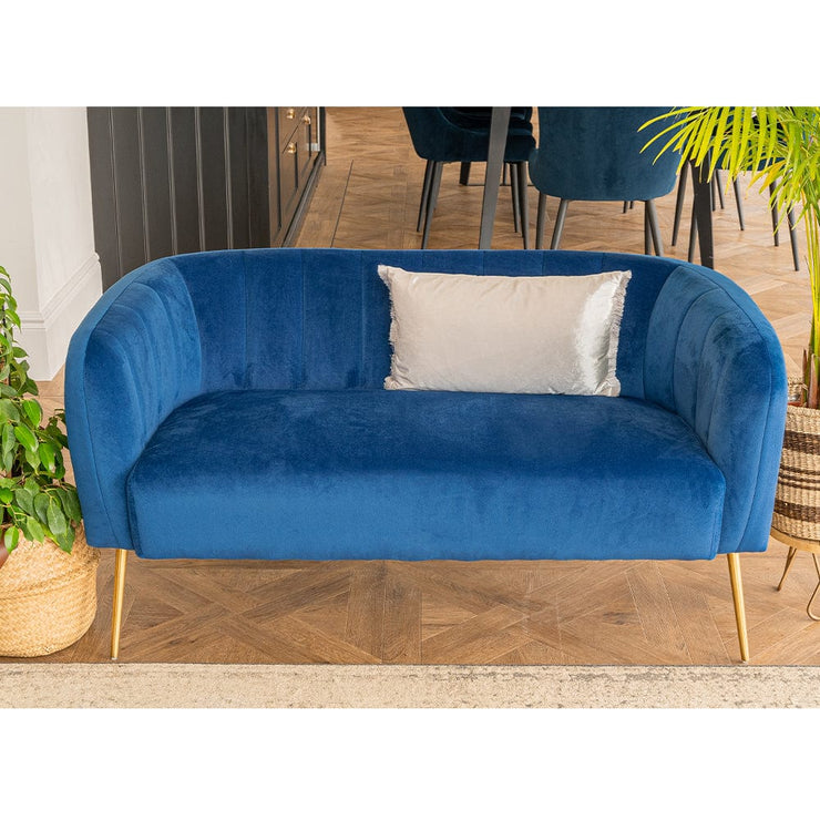 Russell Velvet Two Seater Sofa In Blue