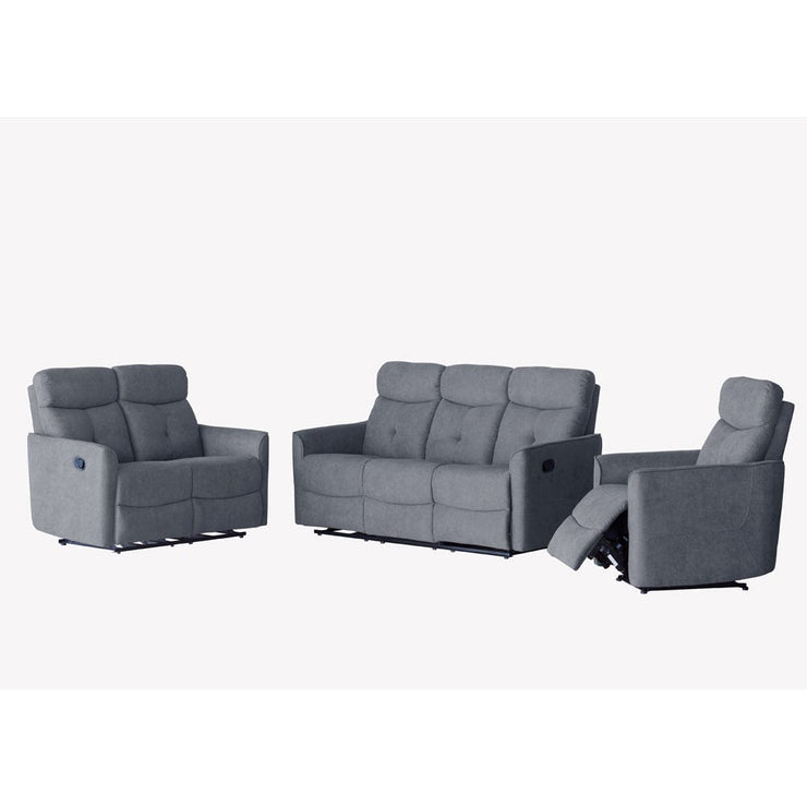 Pablo Grey Plush Manual Recliner Sofa / Armchair