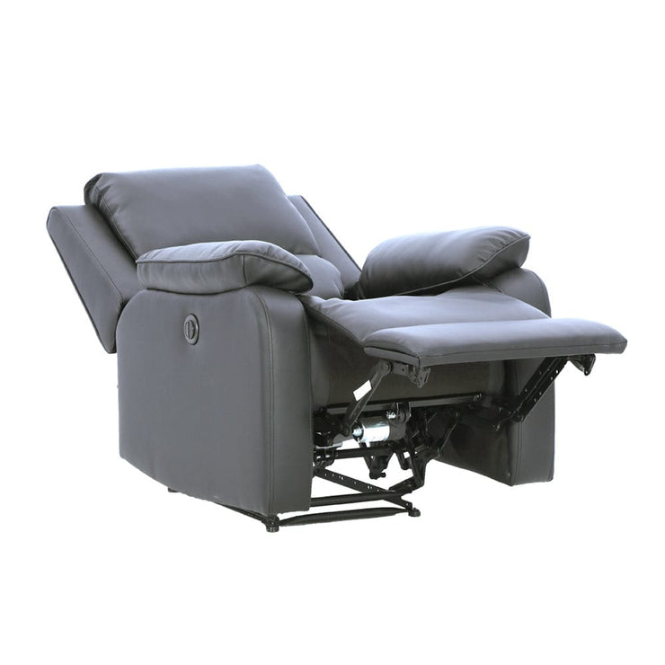 Palermo Grey Leather Electric Recliner Armchair Single Sofa Lounge Chair