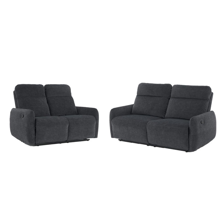 Elvie Grey Velvet Manual Recliner Sofa / Armchair