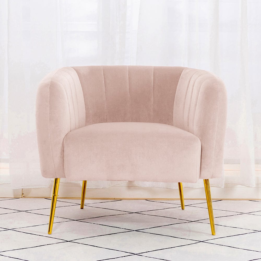 Russell Velvet Armchair In Pink