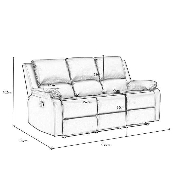 Recliner Leictreach Palermo 3+1 Tacar Tolg Leathar Liath