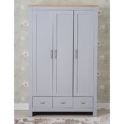 Heritage 3 Door 3 Drawer Wardrobe in Grey and Oak