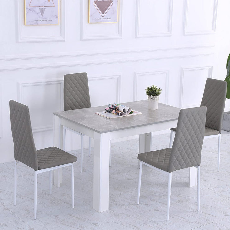 Orsa Rectangle Concrete Effect Dining Table Set with 4 Chairs