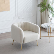 Russell Boucle Armchair Accent chair In White Teddy Fabric