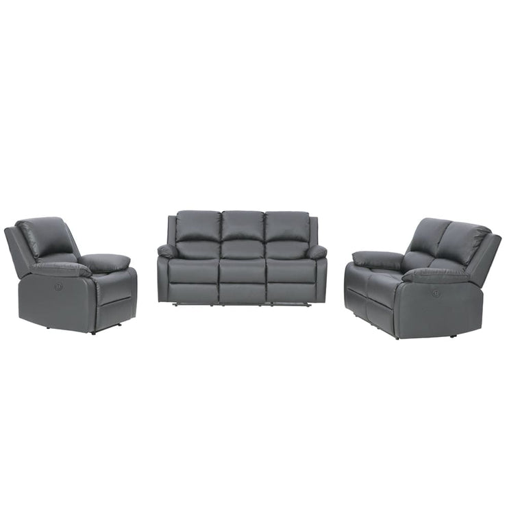 Palermo 3+2+1 Grey Leather Electric Or Manual Recliner Sofa Set