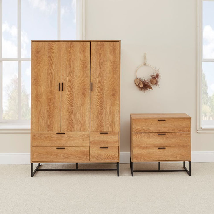 Belluno Industrial Style 2 Piece Bedroom Set With Wardrobe And Chest