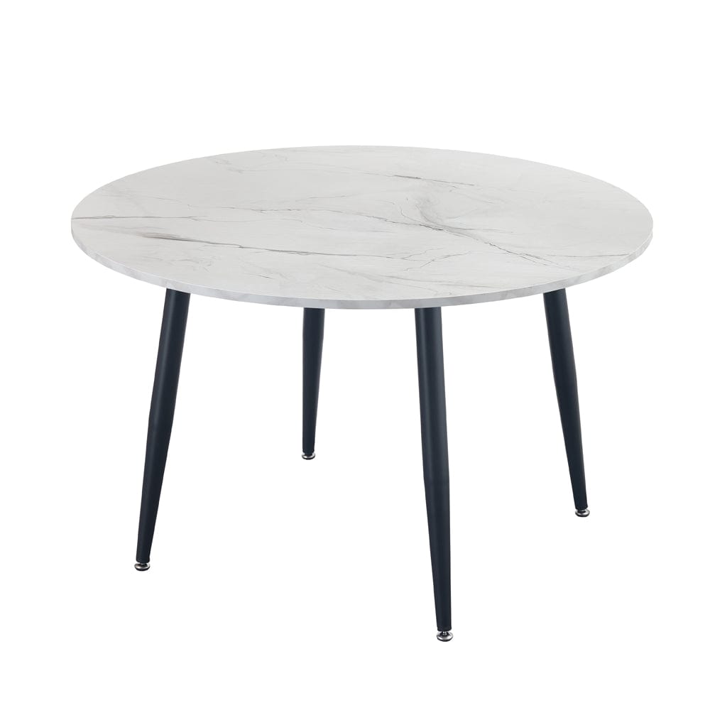Lisa 116CM Round Marbled Effect Dining Table Set With 4 Chairs