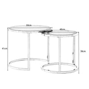 Etta Set Of 2 Frame Nesting Round End Coffee Table with Glass Top